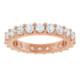 14K Gold Round Natural Diamond Shared-Prong Eternity Band – 3 mm Stones (1 3/4–2 CTW) - Rose Gold - view 3