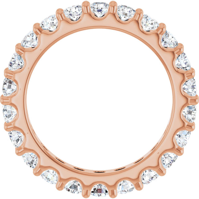 14K Gold Round Lab-Grown Diamond Shared-Prong Eternity Band – 3 mm Stones (1 3/4–2 1/5 CTW) .0 - Rose Gold - view 2