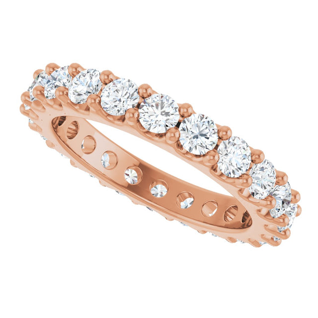 14K Gold Round Lab-Grown Diamond Shared-Prong Eternity Band – 3 mm Stones (1 3/4–2 1/5 CTW) .0 - Rose Gold - view 5