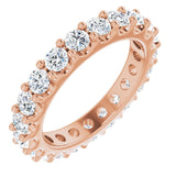14K Gold Round Natural Diamond Shared-Prong Eternity Band – 3 mm Stones (1 3/4–2 CTW) - Rose Gold