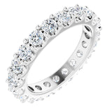 14K Gold Round Natural Diamond Shared-Prong Eternity Band – 3 mm Stones (1 3/4–2 CTW) - White Gold