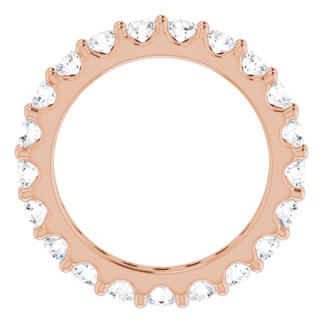 14K Gold Round Natural Diamond Shared-Prong Eternity Band – 3 mm Stones (1 3/4–2 CTW) - Rose Gold - view 2