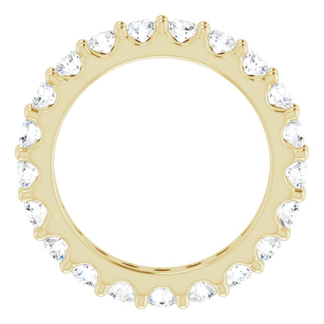 14K Gold Round Natural Diamond Shared-Prong Eternity Band – 3 mm Stones (1 3/4–2 CTW) - Yellow Gold - view 2