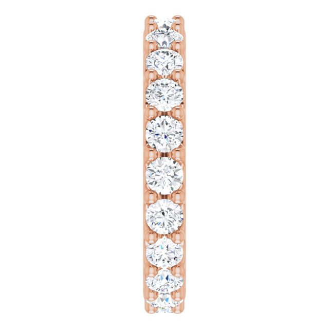 14K Gold Round Natural Diamond Shared-Prong Eternity Band – 3 mm Stones (1 3/4–2 CTW) - Rose Gold - view 4