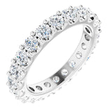 14K Gold Round Natural Diamond Shared-Prong Eternity Band – 3 mm Stones (1 3/4–2 CTW) - White Gold