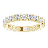 14K Gold Round Natural Diamond Shared-Prong Eternity Band – 3 mm Stones (1 3/4–2 CTW) - Yellow Gold - view 3