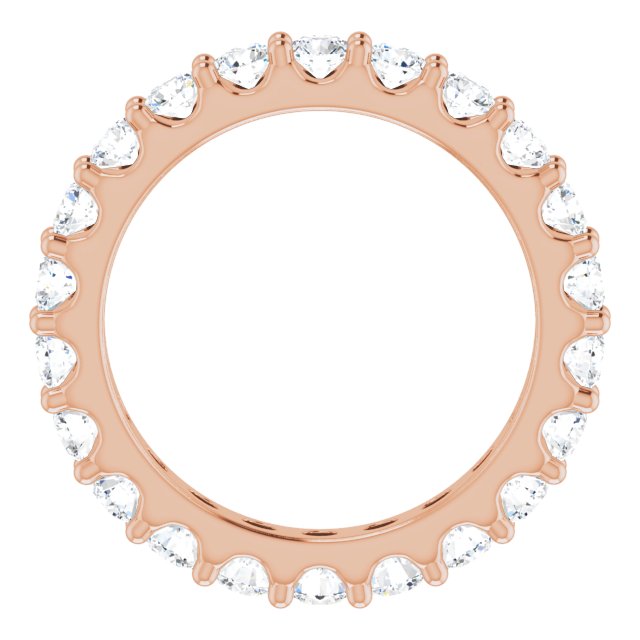 14K Gold Round Natural Diamond Shared-Prong Eternity Band – 3 mm Stones (1 3/4–2 CTW) - Rose Gold - view 2