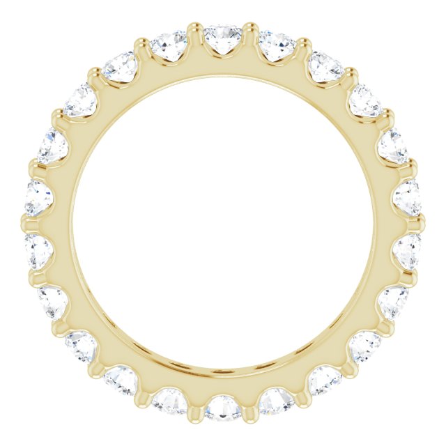 14K Gold Round Natural Diamond Shared-Prong Eternity Band – 3 mm Stones (1 3/4–2 CTW) - Yellow Gold - view 2