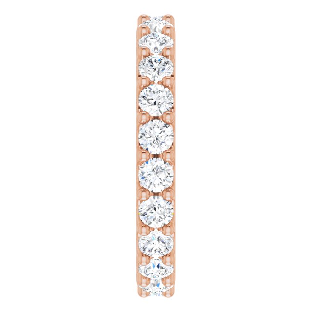 14K Gold Round Natural Diamond Shared-Prong Eternity Band – 3 mm Stones (1 3/4–2 CTW) - Rose Gold - view 4