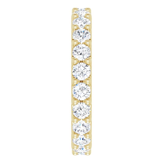 14K Gold Round Natural Diamond Shared-Prong Eternity Band – 3 mm Stones (1 3/4–2 CTW) - Yellow Gold - view 4