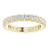 14K Gold Round Natural Diamond Shared-Prong Eternity Band – 3 mm Stones (1 3/4–2 CTW) - Yellow Gold - view 3