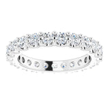 14K Gold Round Natural Diamond Shared-Prong Eternity Band – 3 mm Stones (1 3/4–2 CTW) - White Gold - view 3