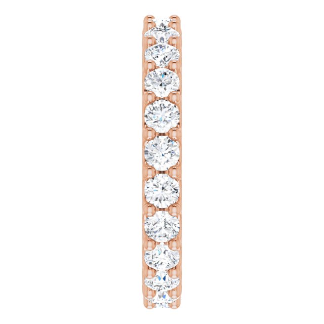 14K Gold Round Natural Diamond Shared-Prong Eternity Band – 3 mm Stones (1 3/4–2 CTW) - Rose Gold - view 4