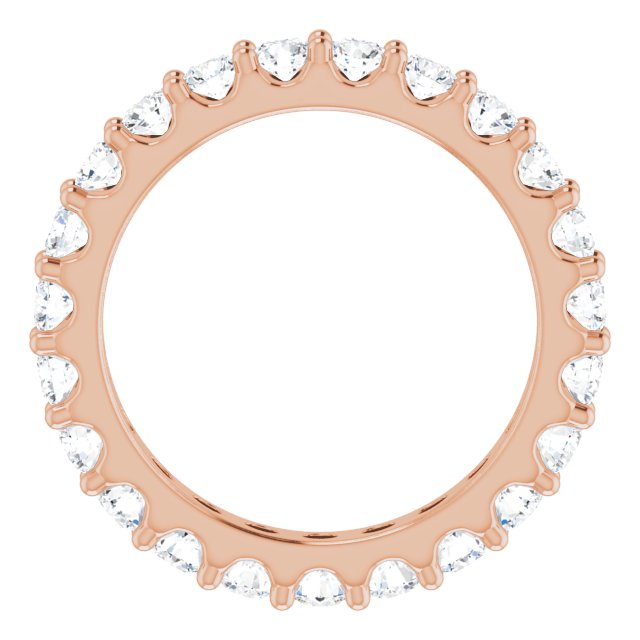 14K Gold Round Natural Diamond Shared-Prong Eternity Band – 3 mm Stones (1 3/4–2 CTW) - Rose Gold - view 2
