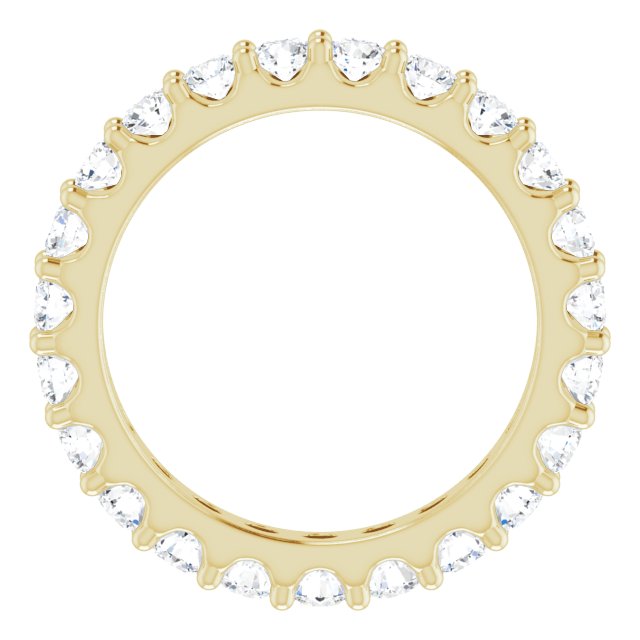 14K Gold Round Natural Diamond Shared-Prong Eternity Band – 3 mm Stones (1 3/4–2 CTW) - Yellow Gold - view 2