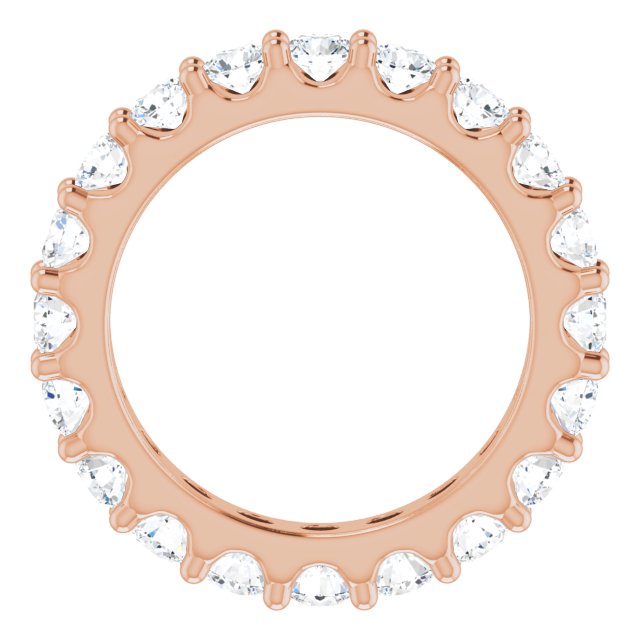 14K Gold Round Natural Diamond Shared-Prong Eternity Band – 3 mm Stones (1 3/4–2 CTW) - Rose Gold - view 2