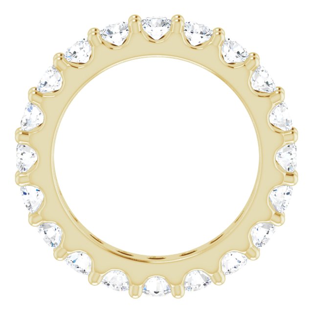 14K Gold Round Natural Diamond Shared-Prong Eternity Band – 3 mm Stones (1 3/4–2 CTW) - Yellow Gold - view 2