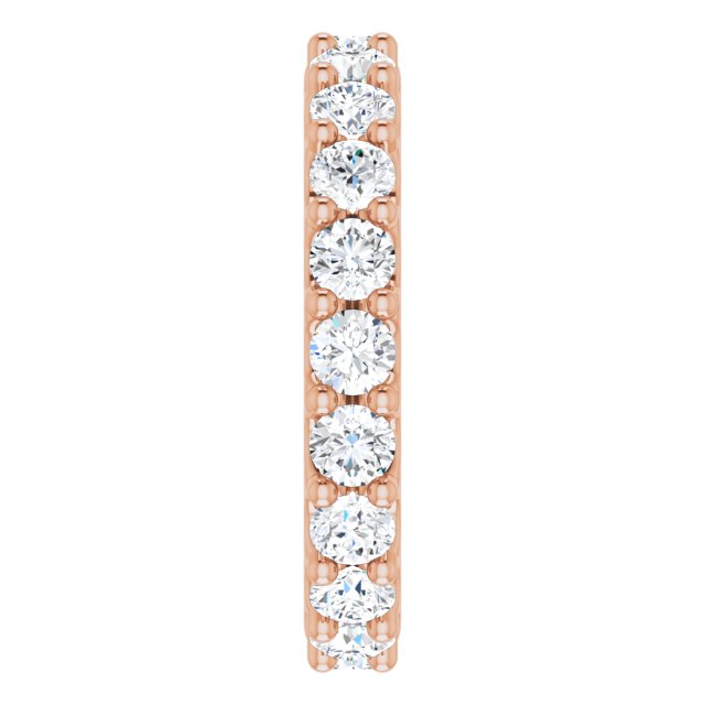 14K Gold Round Natural Diamond Shared-Prong Eternity Band – 3 mm Stones (1 3/4–2 CTW) - Rose Gold - view 3