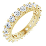 14K Gold Round Natural Diamond Shared-Prong Eternity Band – 3 mm Stones (1 3/4–2 CTW) - Yellow Gold