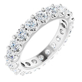 14K Gold Round Natural Diamond Shared-Prong Eternity Band – 3 mm Stones (1 3/4–2 CTW) - White Gold