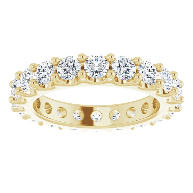 14K Gold Round Natural Diamond Shared-Prong Eternity Band – 3 mm Stones (1 3/4–2 CTW) - Yellow Gold - view 4