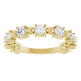 14K Gold Round Natural Diamond Beaded Anniversary Band – 1/6–3/4 CTW - Yellow Gold - view 3