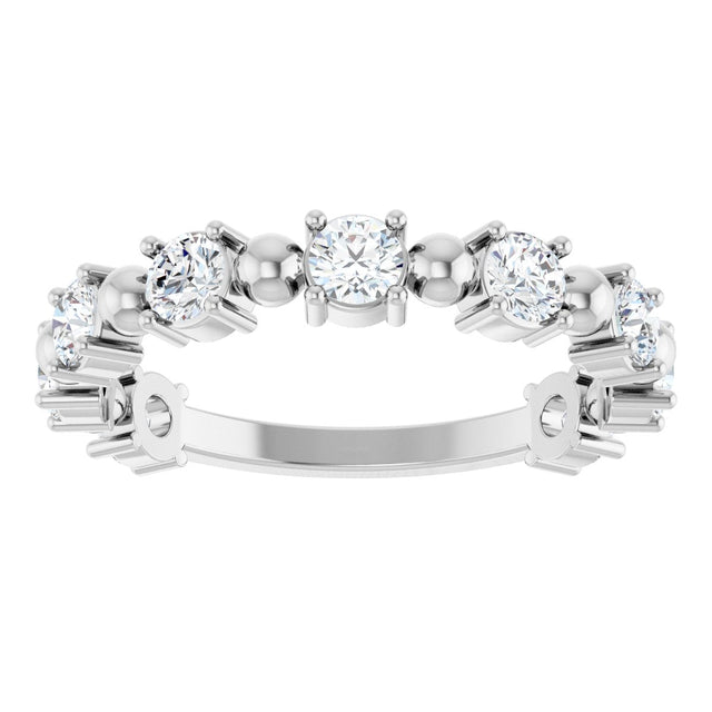 Platinum Round Natural Diamond Beaded Anniversary Band – 1/6–3/4 CTW - view 3