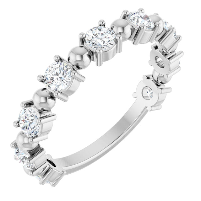 Platinum Round Natural Diamond Beaded Anniversary Band – 1/6–3/4 CTW