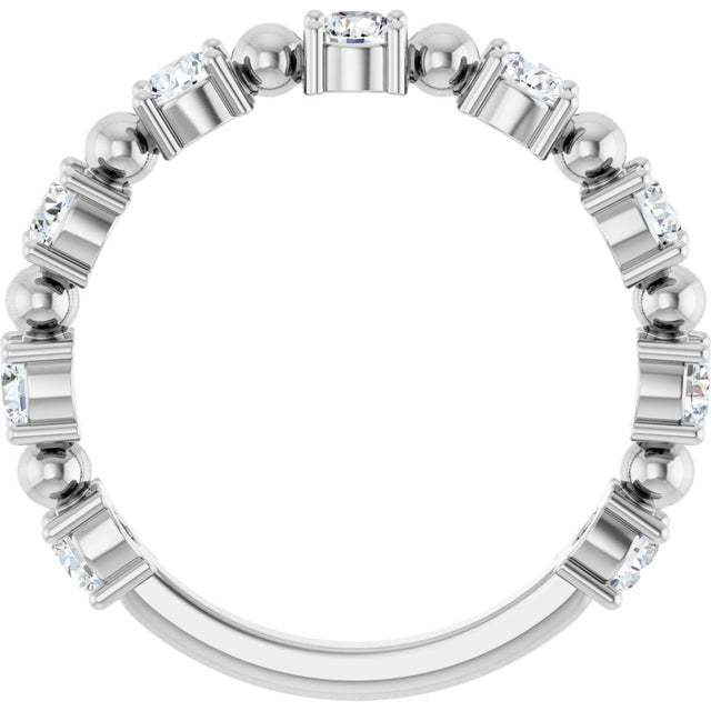 Platinum Round Natural Diamond Beaded Anniversary Band – 1/6–3/4 CTW - view 2