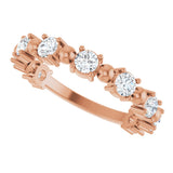 14K Gold Round Natural Diamond Beaded Anniversary Band – 1/6–3/4 CTW - Rose Gold - view 6