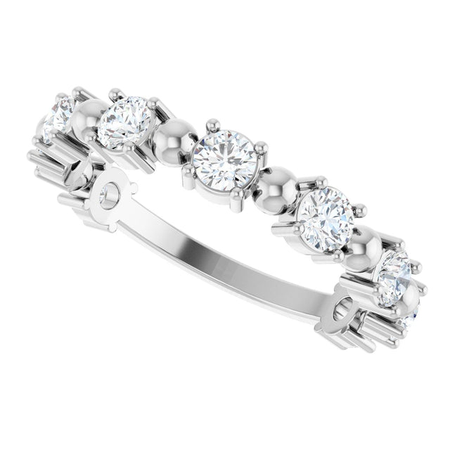 Platinum Round Natural Diamond Beaded Anniversary Band – 1/6–3/4 CTW - view 6