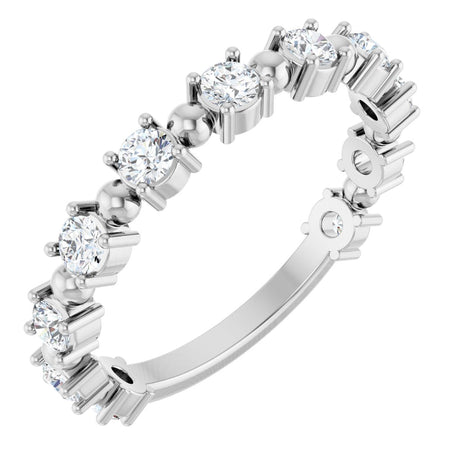 Platinum Round Natural Diamond Beaded Anniversary Band – 1/6–3/4 CTW
