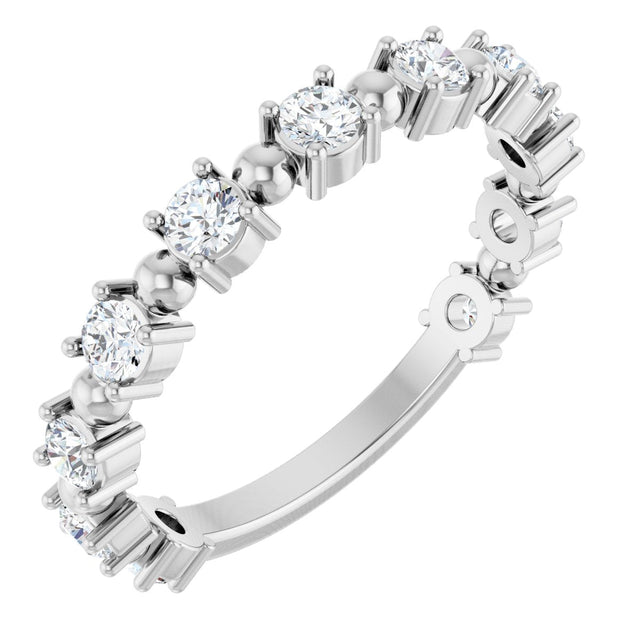 Platinum Round Natural Diamond Beaded Anniversary Band – 1/6–3/4 CTW