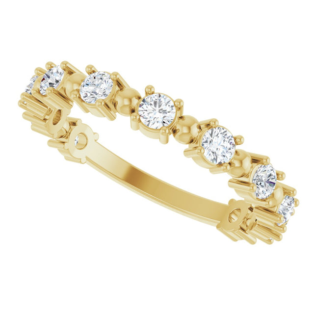 14K Gold Round Natural Diamond Beaded Anniversary Band – 1/6–3/4 CTW - Yellow Gold - view 5