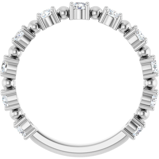 Platinum Round Natural Diamond Beaded Anniversary Band – 1/6–3/4 CTW - view 2