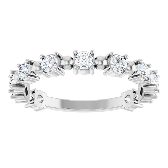 Platinum Round Natural Diamond Beaded Anniversary Band – 1/6–3/4 CTW - view 3