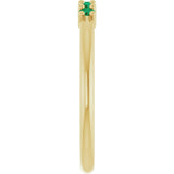 14K Gold Round Natural Green Emerald Milestone Anniversary Band - Yellow Gold - view 4