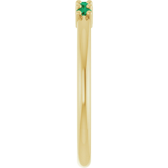 14K Gold Round Natural Green Emerald Milestone Anniversary Band - Yellow Gold - view 4