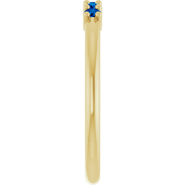 14K Gold Round Lab-Grown Blue Sapphire Milestone Anniversary Band - Yellow Gold - view 4