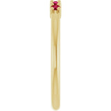 14K Gold Round Natural Red Ruby Milestone Anniversary Band - Yellow Gold - view 4
