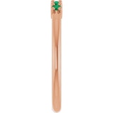 14K Gold Round Lab-Grown Green Emerald Milestone Anniversary Band - Rose Gold - view 4