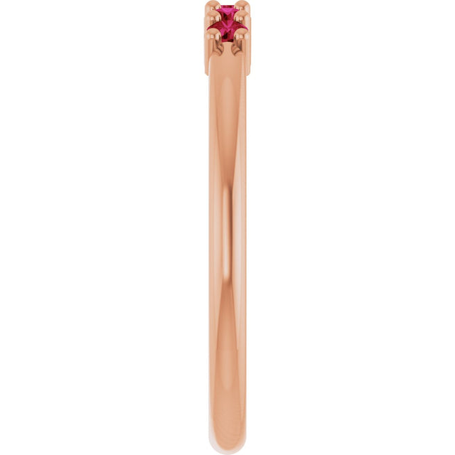 14K Gold Round Lab-Grown Red Ruby Milestone Anniversary Band - Rose Gold - view 4