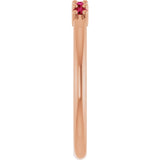 14K Gold Round Natural Red Ruby Milestone Anniversary Band - Rose Gold - view 4