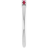 Platinum Round Natural Red Ruby Milestone Anniversary Band - view 4