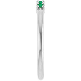 Platinum Round Natural Green Emerald Milestone Anniversary Band - view 4