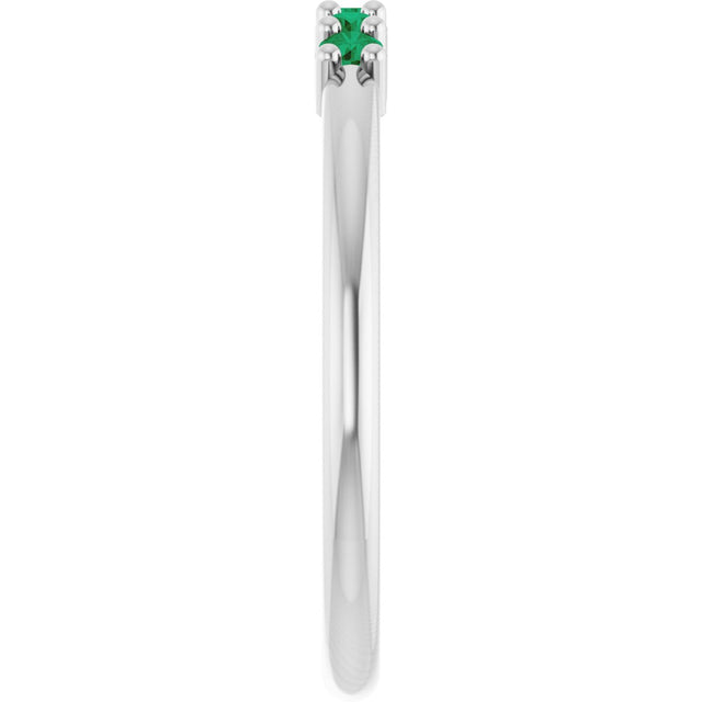 14K Gold Round Lab-Grown Green Emerald Milestone Anniversary Band - White Gold - view 4