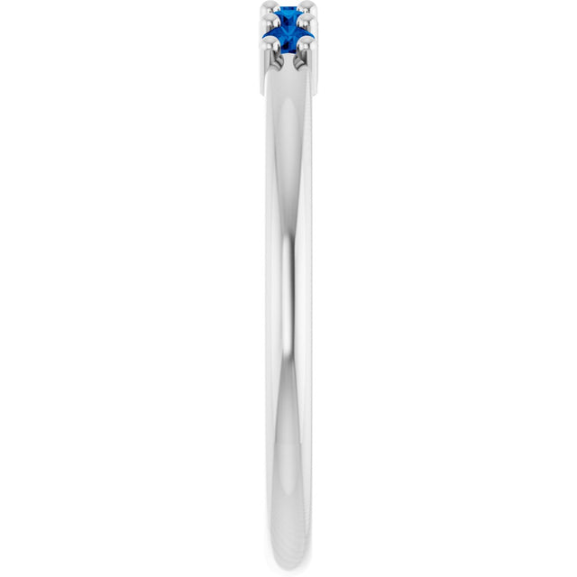 Platinum Round Natural Blue Sapphire Milestone Anniversary Band - view 4