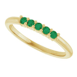 14K Gold Round Natural Green Emerald Milestone Anniversary Band - Yellow Gold - view 5