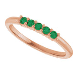 14K Gold Round Lab-Grown Green Emerald Milestone Anniversary Band - Rose Gold - view 5