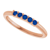 14K Gold Round Lab-Grown Blue Sapphire Milestone Anniversary Band - Rose Gold - view 5